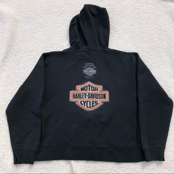 Harley-Davidson Tops - Vintage Harley Davidson Full Zip Hoodie Jacket Black Size XL
